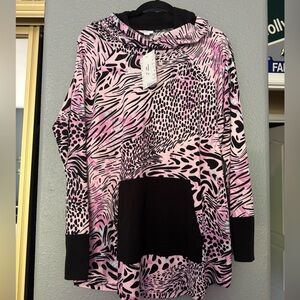 NWT LuLaRoe Amber Hoodie pink leopard XL